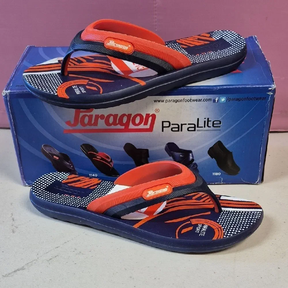 Paragon Paralite Men's 6 Navy & Orange Flip Flop - New